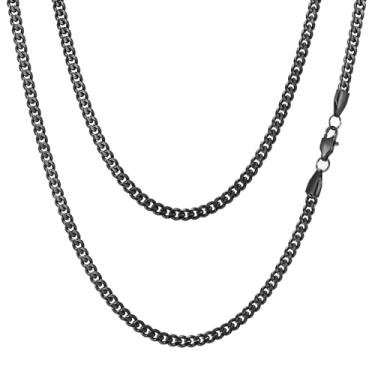 Imagem de Colar de corrente de elos cubanos para homens e mulheres, banhado a ouro, prata, preto, aço inoxidável, grosso, colar hip hop, 3 mm/4 mm/5 mm/6 mm/7 mm/8 mm de largura, 45 a 66 cm, joias duráveis