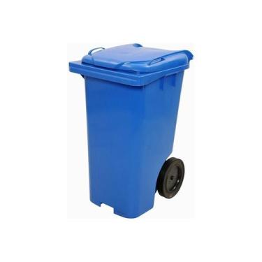 Imagem de Lixeira Grande Contentor De Lixo Com Rodas 240 Litros Azul - jsn