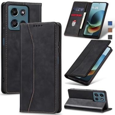Imagem de Jasonyu Capa carteira flip para Moto G Play/G 5G (2026), capa fólio magnética de couro com suporte para cartão, suporte - TPU à prova de choque durável capa protetora para celular, preta