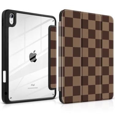 Imagem de TWOLSKOO Capa para iPad de 11ª e 10ª geração com suporte para lápis, suporte de três dobras, hibernar/despertar automático, parte traseira de acrílico transparente com amortecedor de TPU, para iPad de