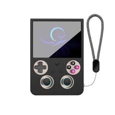 Imagem de Capa protetora de silicone macio à prova de choque com orifício para cordão para ANBERNIC RG477V, capa completa (preto)