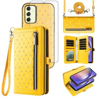 Imagem de Asuwish Capa de celular para Samsung Galaxy A54 5G carteira com zíper destacável magnética protetora de tela alça transversal flip bling suporte para cartão de crédito A545G A 54 54A 4G G5 SM A546U