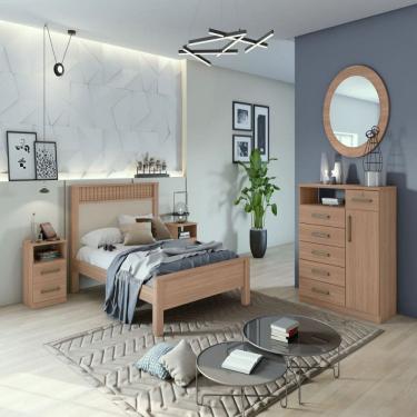 Imagem de Cama Casal Athenas Plus Carvalho Naturale Lopas