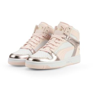 Imagem de Puma Tênis unissex infantil Rebound Layup Mid, Puma Flor de jasmim branco - ouro, 20