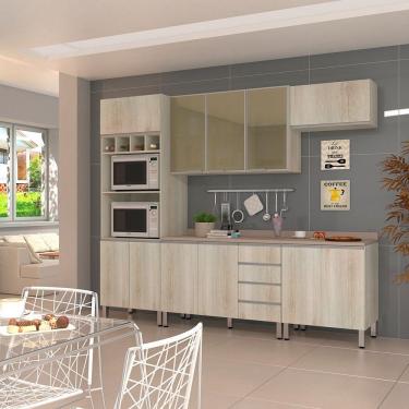 Imagem de Cozinha Completa 5 Peças Com Tampo E Vidro Reflecta Lis Legno Crema