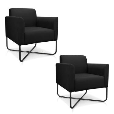 Imagem de Kit 2 Poltronas Decorativas Industrial X Preta S07 Preto