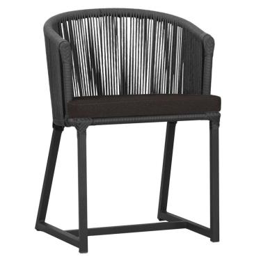 Imagem de Cadeira De Jantar Noronha Alumínio Preta E9 Trama  Preto