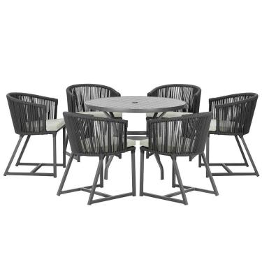 Imagem de Mesa E 6 Cadeiras E Noronha Preto E3 Trama  Preto