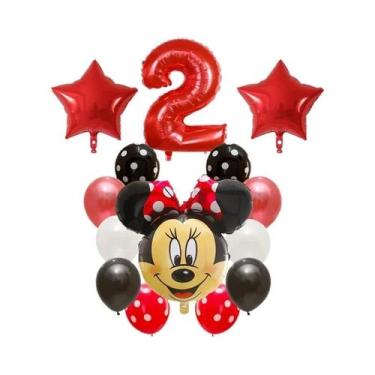 Imagem de Balões Mickey E Minnie Mouse 14pcs Balões De Número Em Folha De Látex 