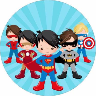 Imagem de Painel de Lona Redondo Herois Kids Meninos - Fabrika De Festa, 120x120