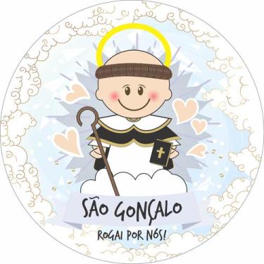 Imagem de Painel de Tecido Sublimado Redondo Santinhos Católicos São Gonçalo c/ 