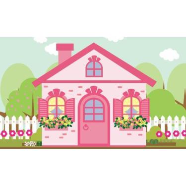 Imagem de Painel de Lona Casa de Boneca Rosa - Fabrika de Festa, 300x170cm