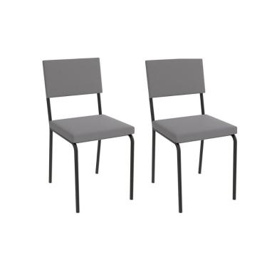 Imagem de Cadeira Sala De Jantar Zaria 2c128 Aço Kit 2 Uni Preto Fosco-cinza A050 Suede Veludo