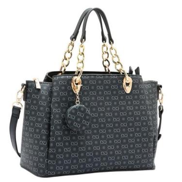 Imagem de Bolsa Feminina de Mão Chenson CG85404 Monograma Elegance Cor:Preto, Pr