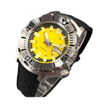 Imagem de Relógio Automático Masculino Com Mostrador Laranja Luminoso De 42mm E 