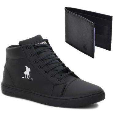 Imagem de Kit Tênis Casual Confortável Com Cadarço Polo Plus E Uma Carteira Simp