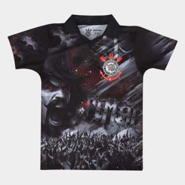 Imagem de Camiseta Polo Infantil Corinthians Quebrada - Surf Center, Preto, 16A