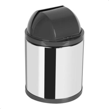 Imagem de Lixeira De Pia Inox Tampa Retrátil Recipiente Plástico Interno 2,5 Lit
