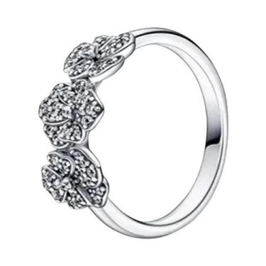 Imagem de 925 prata esterlina safira arco flor tamanho 6 7 8 9 anel de casamento