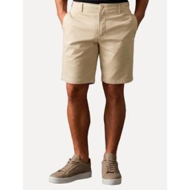 Imagem de Bermuda Calvin Klein Jeans Masculina RE Issue Label Cáqui Claro-Masculino