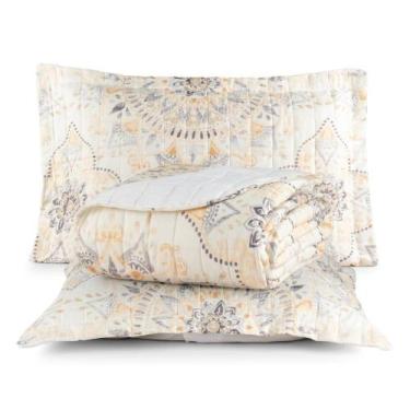 Imagem de Cobre Leito Luna 300 Fios King 3 Peças 100% Poliéster - Estampa 5 Palh