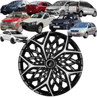 Imagem de 1 Calota Esportiva Modelo Moove Aro 13 Polegadas Preto com Prata Unive