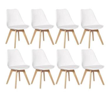 Imagem de Kit 8 Cadeiras Eames Wood Leda Design - Branco - DECORESHOP