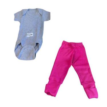 Imagem de Kit Bebê Calça vira pé+ Body manga curta menina- tamanho G - Baby Hist