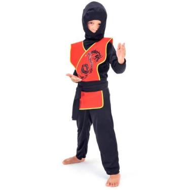 Imagem de Fantasia Ninja Samurai Sombrio Infantil Completa Com Gorro - Fantasias