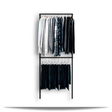 Imagem de Arara cabideiro aramado trilho parede closet loja suspenso 1,00 m Fix 