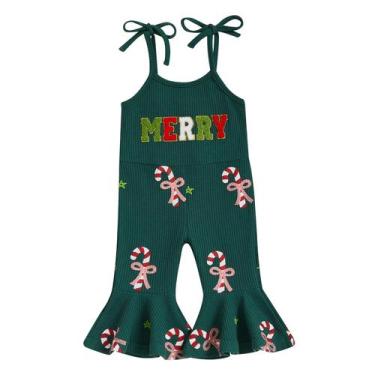 Imagem de Macacão infantil Rarjuiey Baby Girl Christmas Merry Candy Cane 18-24M