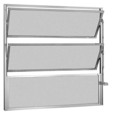 Imagem de Janela Basculante 1 Secção com Vidro Mini Boreal 60x60cm Brilhante Eco