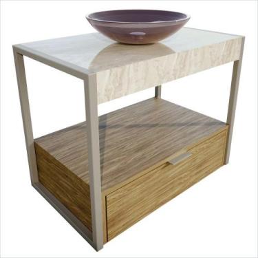Imagem de Gabinete Galatas em Porcelanato 71,2cm x 68,0cm x 43,0cm Bege/Amendoei