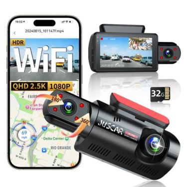 Imagem de Dash Cam Juscar 2.5K+1080P Dual Frontal e Interior WiFi GPS 32GB