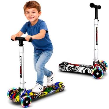 Imagem de Patinete Scooter Arte Grafitada 3 Rodas Luz Ajuste Dobrável - Toy King