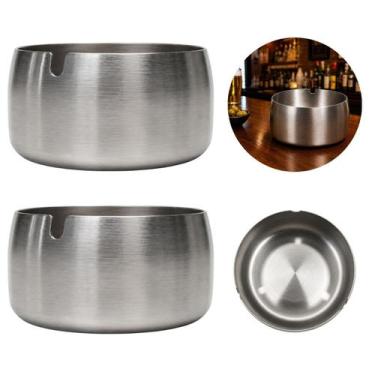 Imagem de Kit 2 Cinzeiros em Metal 10cm Redondo para Bar Restaurante - Kehome