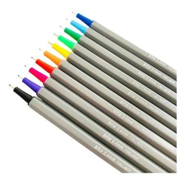 Imagem de Caneta Hidrográfica Fineliner 0.4mm - Kit 10 Cores - FL0001 - BRW