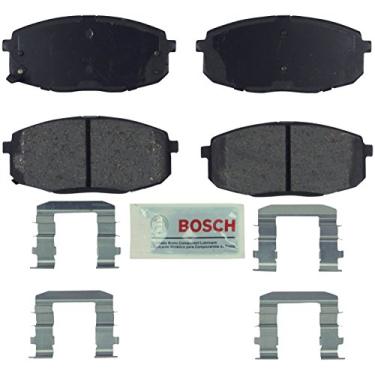 Imagem de BOSCH BE1397H Conjunto de pastilhas de freio a disco de cerâmica azul com ferragens - Compatível com Hyundai Elantra; Kia Forte, Forte Koup, Forte5, Soul; FRENTE