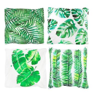 Imagem de Capa De Almofada Kit Com 4 - Folhas Verdes Yins Home - Yin's Home