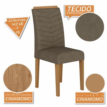 Imagem de Kit 4 Cadeiras Estofadas Lisboa Wood Cinamomo/capuc - Moveis Arapongas