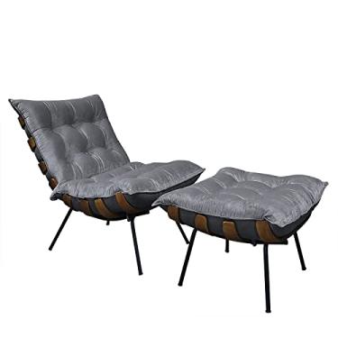 Imagem de Poltrona Costela e Puff Costela - Moveis Roperi (Veludo Grafite)