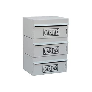 Imagem de Caixa Correio Condomínio Frontal Para Muro Cinza 3 Módulos