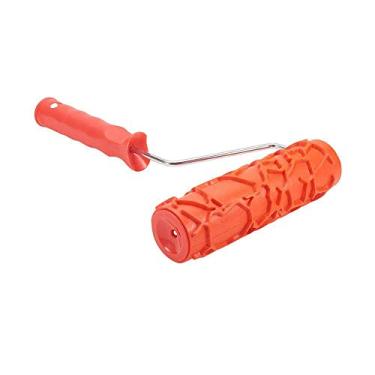 Imagem de Rolo de Parede Vermelho Pincel Rolos de Impressão Cola Macia Em Relevo Cabo Plástico Vermelho Multi-Padrão Conjunto de Tinta de Parede Ferramentas de Decoração para Casa,03