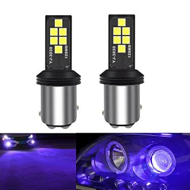 Imagem de SOCAL-LED 1157 BAY15d Lâmpada de pisca LED roxo avançada 3030 SMD brilhante colorida DRL lâmpada de freio lanterna traseira de estacionamento, pacote de 2