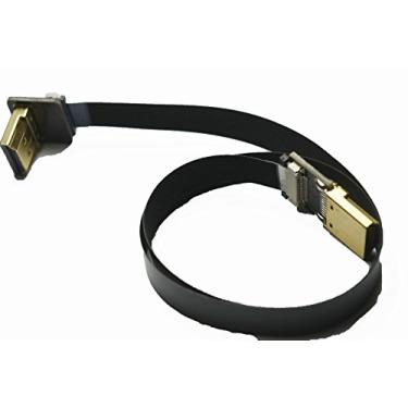 Imagem de Cabo HDMI preto FFC FPV padrão HDMI macho para padrão HDMI macho 90 graus para vermelho Blackmagic BMCC Sony FS7 Canon C300, Preto, 50CM