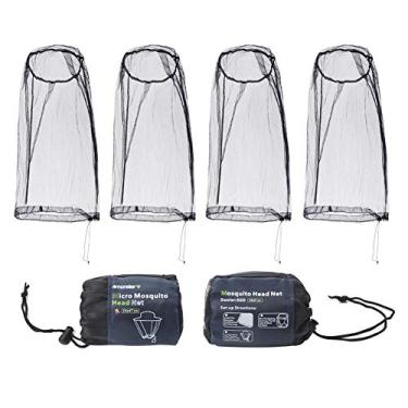 Imagem de Chapéu de rede de mosquitos 4Monster, ultra grande, orifícios extrafinos, tela de inseto, protetor de rosto de inseto, tela de mosca macia e durável, proteção para amantes de ambientes externos, com bolsa de transporte preta