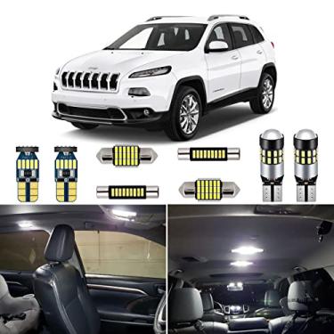 Imagem de AUTOGINE Pacote de kit de luzes interiores LED branco de 13 peças para Jeep Cherokee (KL) 2014 2015 2016 2017 2018 2019 2020 Super Bright 6000K Interior Lâmpada LED Pacote + Ferramenta de instalação