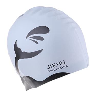 Imagem de Chapéu masculino feminino de silicone para nadar cabelo longo durável elástico à prova d'água, prata