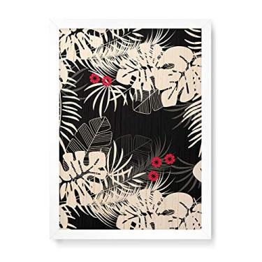 Imagem de Arte Maníacos Quadro Decorativo em Madeira Folhas Floresta - 23x16,25cm (Moldura caixa em laca branca)
