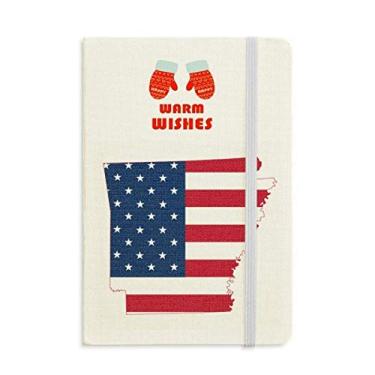 Imagem de Caderno de luvas de Natal com estrelas do mapa da América do Arkansas em formato de bandeira